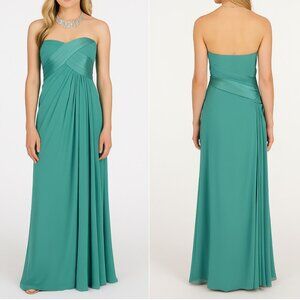 Teal Green Strapless Long Prom Formal Dress Size 0